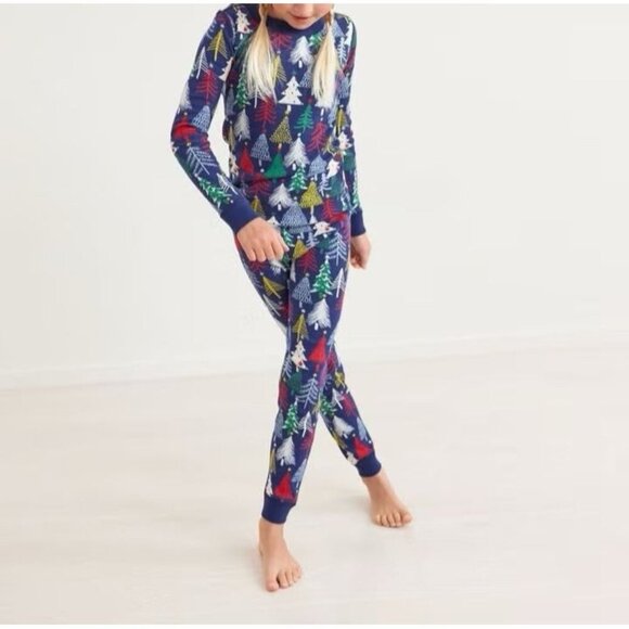 Hanna Andersson Holiday Long John Pajamas Set Winter Christmas Trees Toddler 2T - Picture 2 of 7